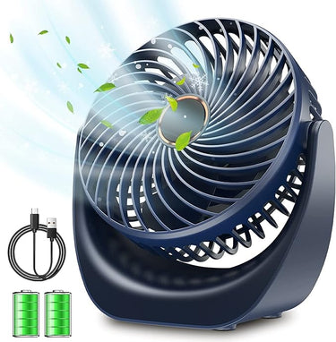 SHAVINGFUN Ventilador de mesa silencioso, ventilador usb batería recargable de 4000 mAh,5 Velocidades Pequeño potente ventoinha Escritorio para Oficina/Hogar